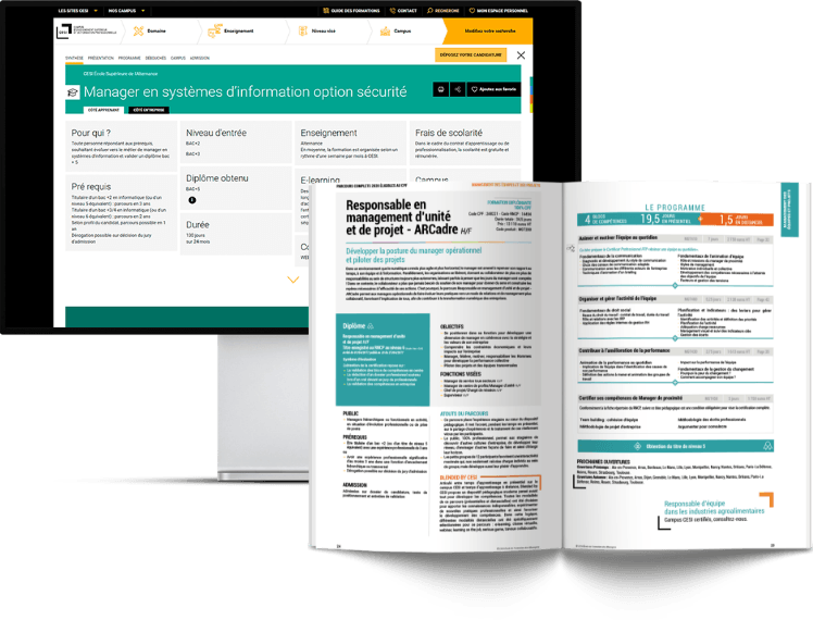 aperçu site web et catalogue papier cesi